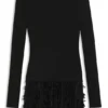 Jerseykleid mit gefiederten Plisseefalten