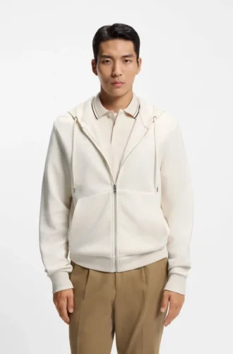 Kapuzenpullover mit Reißverschluss und Monogramm-Kapuze