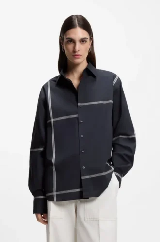 Karierte Bluse in lockerer Passform aus Baumwoll-Canvas