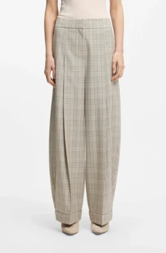 Karierte Hose in Oversize-Passform aus Stretchwolle