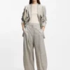 Karierte Hose in Oversize-Passform aus Stretchwolle
