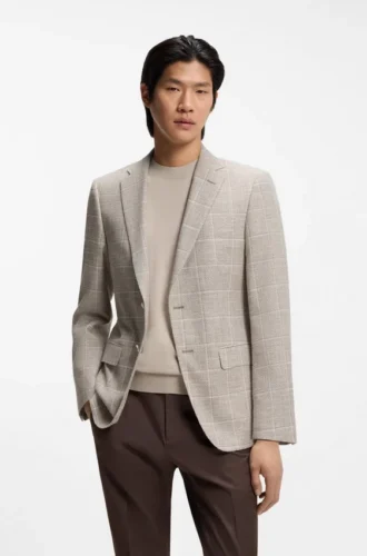 Karierte Slim-Fit-Jacke aus Baumwollmischung