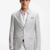 Karierte Slim-Fit-Jacke aus Leinen und Schurwolle