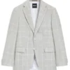 Karierte Slim-Fit-Jacke aus Leinen und Schurwolle