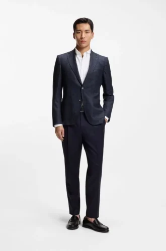 Karierte Slim-Fit-Jacke aus Schurwolle