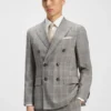 Karierte Slim-Fit-Jacke aus Schurwolle und Seide