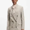Karierter Blazer in Regular-Fit aus Stretch-Wolle
