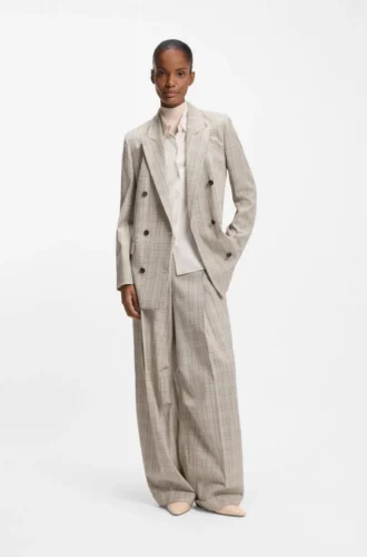 Karierter Blazer in Regular-Fit aus Stretch-Wolle