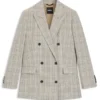 Karierter Blazer in Regular-Fit aus Stretch-Wolle
