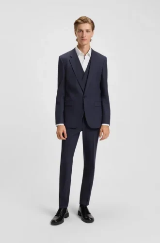 Karierter dreiteiliger Anzug in Extra-Slim-Fit aus Stretchstoff