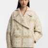 Karierter Jacquard-Mantel mit Zweireiher-Verschluss