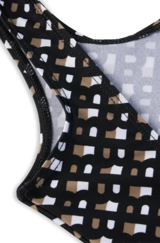 Kinder-Badeanzug mit Monogramm-Muster und tiefem Rückenausschnitt