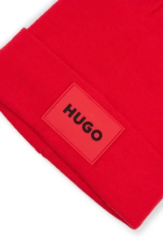 Kinder-Beanie mit rotem Logo-Etikett aus Gummi