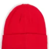 Kinder-Beanie mit rotem Logo-Etikett aus Gummi Kinder-Beanie mit rotem Logo-Etikett aus Gummi