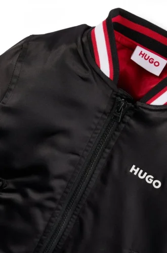 Kinder-Bomberjacke mit doppeltem Logo aus Satin