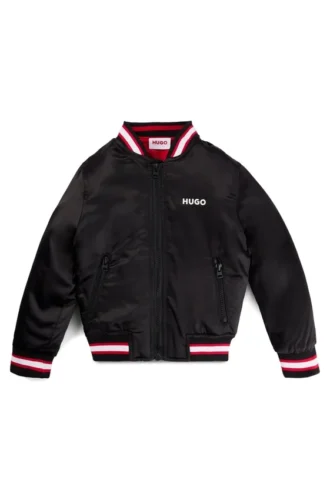 Kinder-Bomberjacke mit doppeltem Logo aus Satin