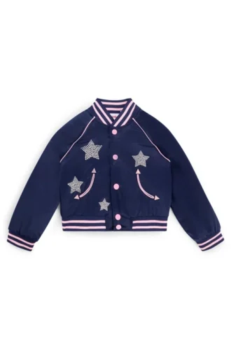 Kinder-Bomberjacke mit Markenlogo und Sternen