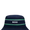 Kinder-Bucket-Hat aus Baumwolltwill mit Logo und Streifen Kinder-Bucket-Hat aus Baumwolltwill mit Logo und Streifen