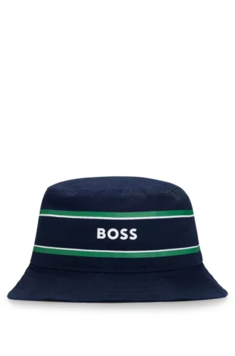 Kinder-Bucket-Hat aus Baumwolltwill mit Logo und Streifen