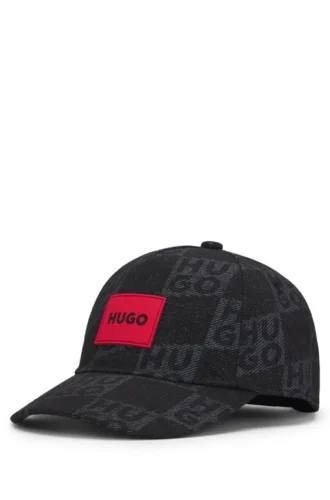 Kinder-Canvas-Cap mit übereinanderliegenden Logos und Markenlabel
