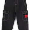 Kinder-Cargohose aus Stretch-Baumwolle mit rotem Logo-Label