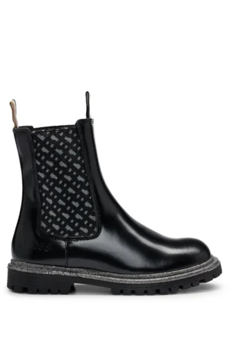 Kinder-Chelsea-Stiefel aus Lackleder mit Monogramm-Einsätzen