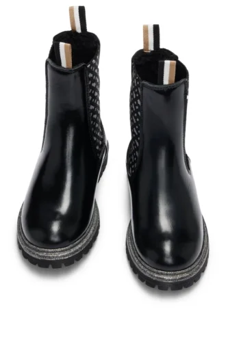 Kinder-Chelsea-Stiefel aus Lackleder mit Monogramm-Einsätzen