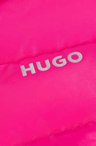 Kinder-Daunenjacke mit Kapuze und glänzendem Logo-Print