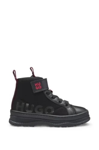 Kinder-Halbstiefel aus Leder und wasserabweisendem Canvas