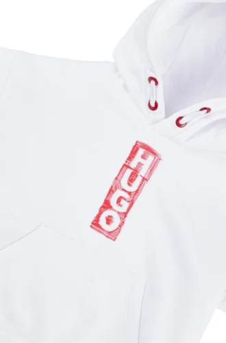 Kinder-Hoodie aus Baumwollmischung mit Logos im Marker-Stil