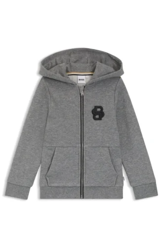 Kinder-Hoodie aus Baumwollmischung mit Reißverschluss und Double-B-Monogramm
