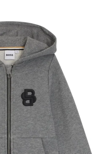 Kinder-Hoodie aus Baumwollmischung mit Reißverschluss und Double-B-Monogramm