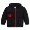 Kinder-Hoodie aus Stretch-Baumwolle mit Reißverschluss und rotem Logo-Label