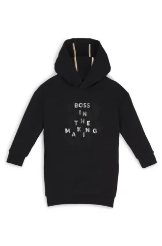 Kinder-Hoodie-Kleid aus Stretch-Baumwolle mit charakteristischem Print