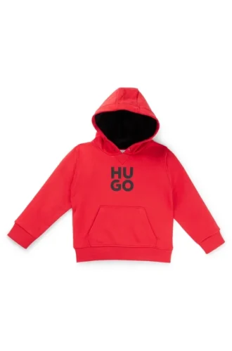 Kinder-Hoodie mit gestapeltem Logo aus Baumwollmischung