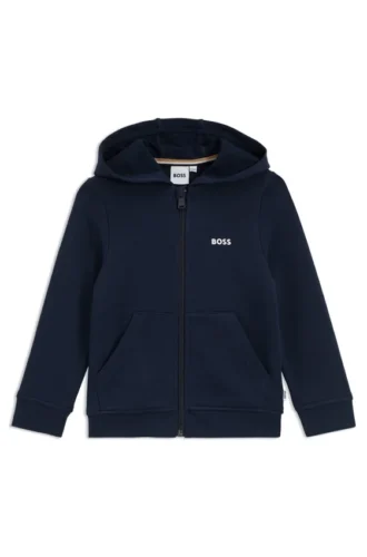 Kinder-Hoodie mit Reißverschluss und Logo-Print aus Baumwollmischung