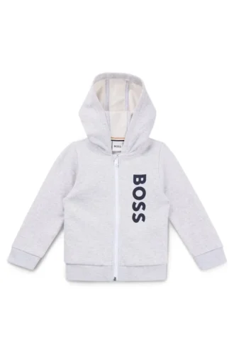 Kinder-Hoodie mit Reißverschluss und Logo-Print aus Baumwollmischung