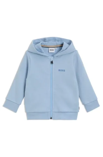 Kinder-Hoodie mit Reißverschluss und Logo-Print aus Baumwollmischung