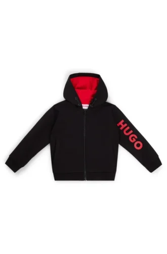 Kinder-Hoodie mit Reißverschluss und Logo-Print aus Baumwollmischung