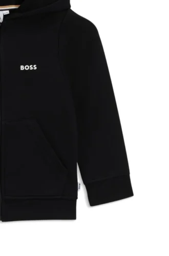 Kinder-Hoodie mit Reißverschluss und Logo-Print aus Baumwollmischung