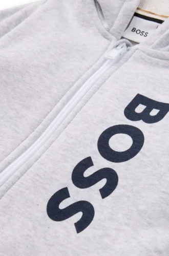 Kinder-Hoodie mit Reißverschluss und Logo-Print aus Baumwollmischung
