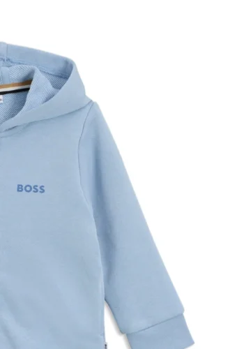 Kinder-Hoodie mit Reißverschluss und Logo-Print aus Baumwollmischung