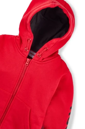 Kinder-Hoodie mit Reißverschluss und Logo-Print aus Baumwollmischung