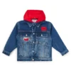 Kinder-Jeansjacke mit abnehmbarer Fleece-Kapuze