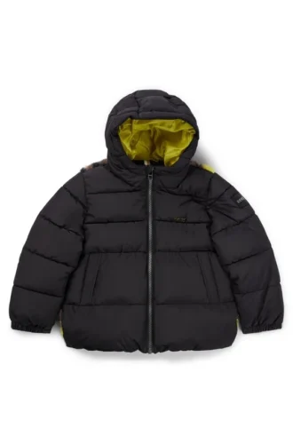 Kinder-Kapuzenjacke mit Camouflage-Sherpa-Rückseite