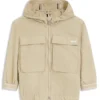 Kinder-Kapuzenjacke mit gestreiften Ärmelbündchen Kinder-Kapuzenjacke mit gestreiften Ärmelbündchen