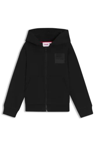 Kinder-Kapuzenjacke mit Reißverschluss und geteiltem Logo aus Baumwollmischung