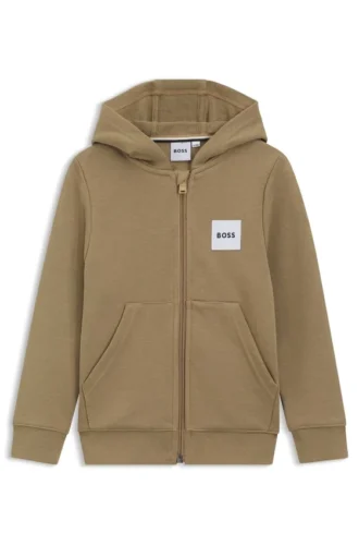 Kinder-Kapuzenpullover mit Reißverschluss und Logo-Etikett