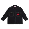 Kinder-Overshirt aus Stretch-Baumwolle mit rotem Logo-Etikett