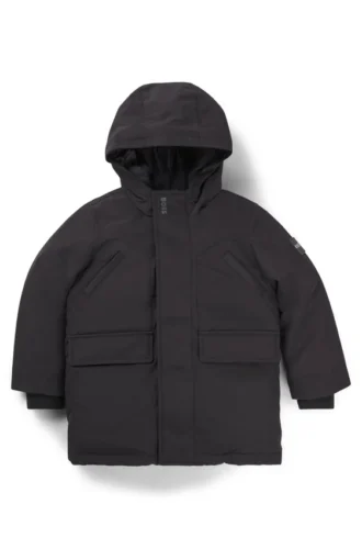 Kinder-Parka mit Kapuze und Logo-Applikation